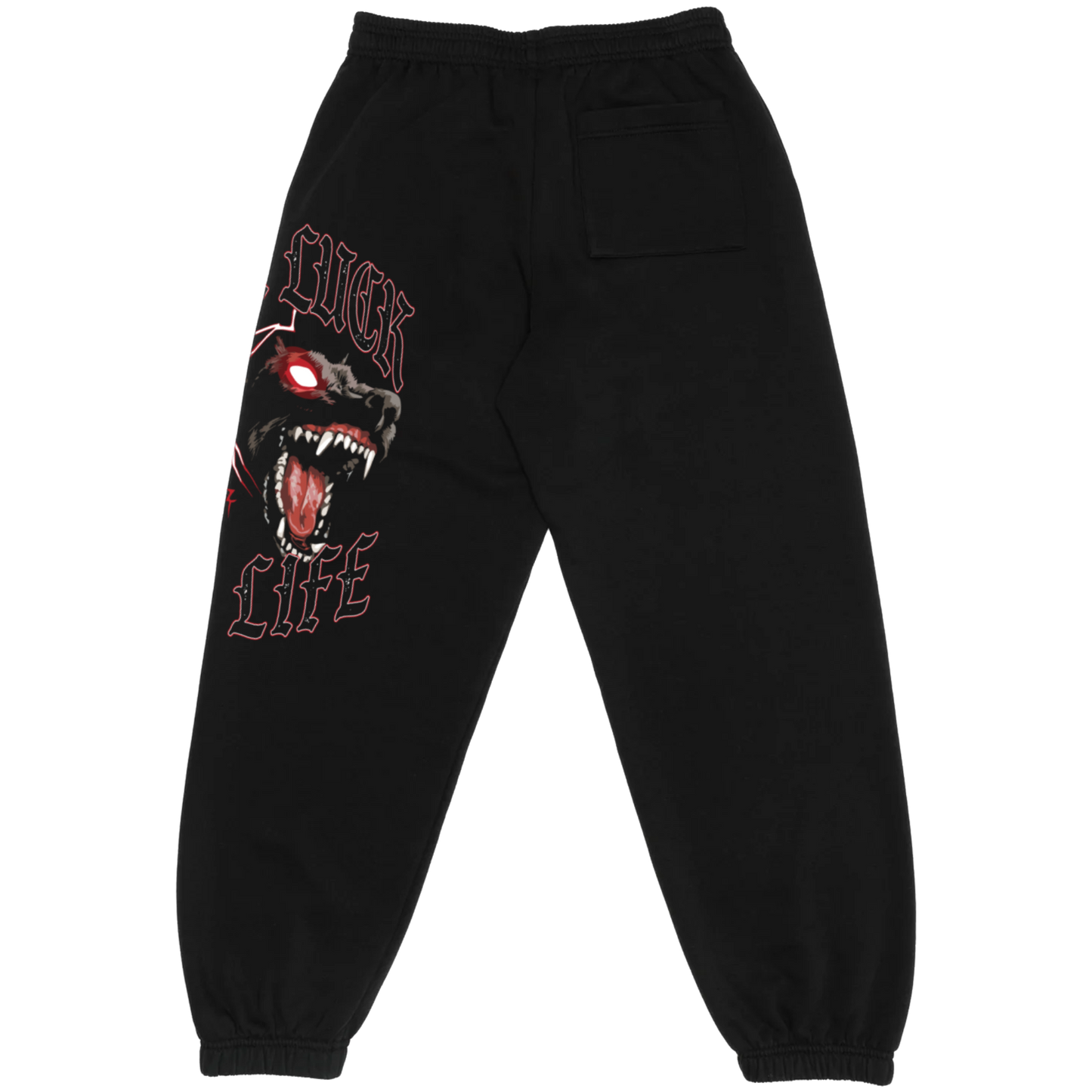 BETTER LUCK NEXT LIFE "HELLHOUNDS" SWEATPANTS (Black/White/Red)