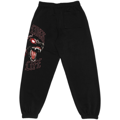 BETTER LUCK NEXT LIFE "HELLHOUNDS" SWEATPANTS (Black/White/Red)