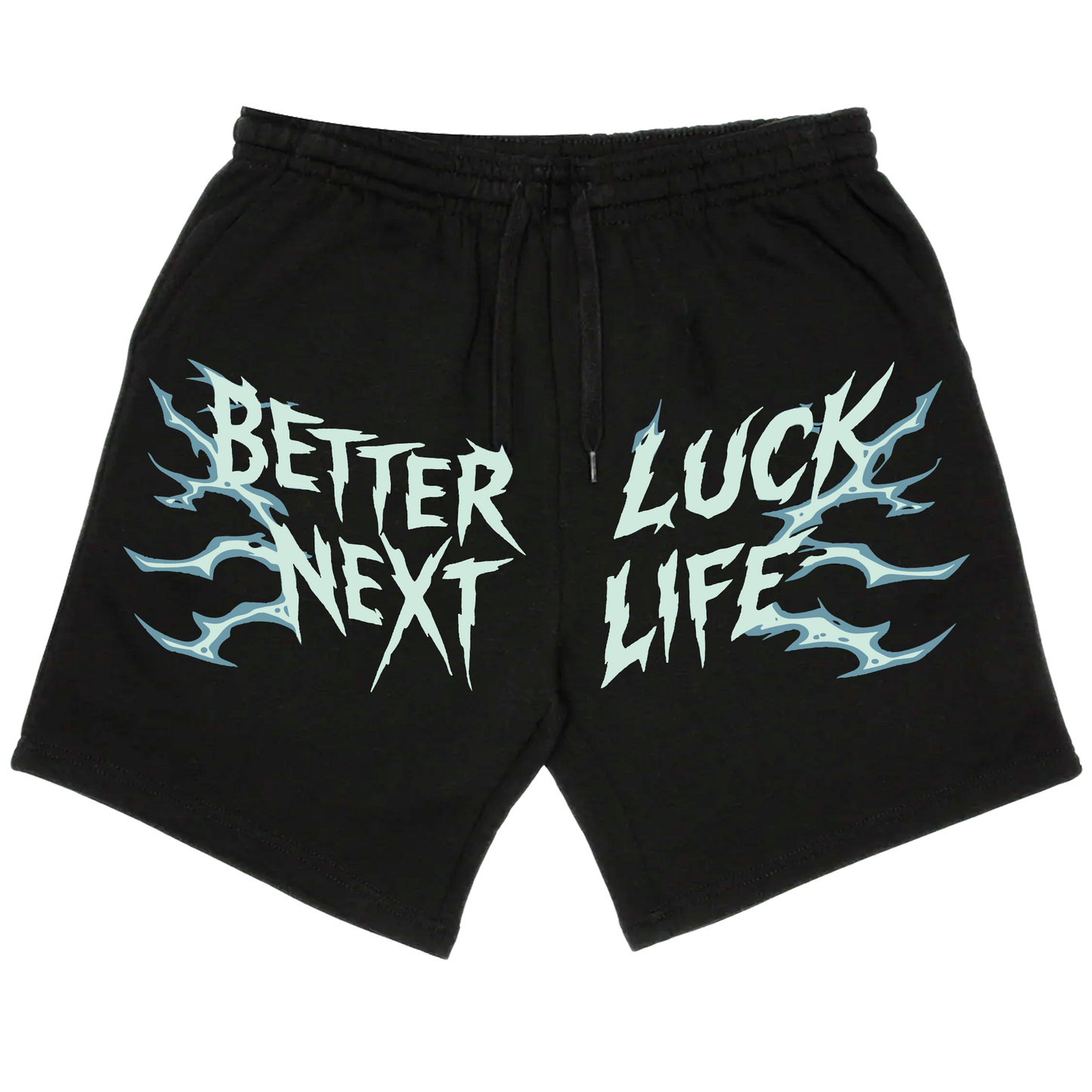 BETTER LUCK NEXT LIFE "LIGHTNING LOGO" 7" INSEAM COTTON SHORTS (Black/Multi)