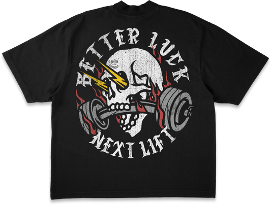 "BETTER LUCK NEXT LIFT" Tee (Black/Red/Gold/White)