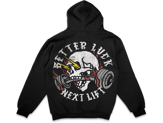 "BETTER LUCK NEXT LIFT" HEAVYWEIGHT HOODIE (Black/White/Red/Grey)