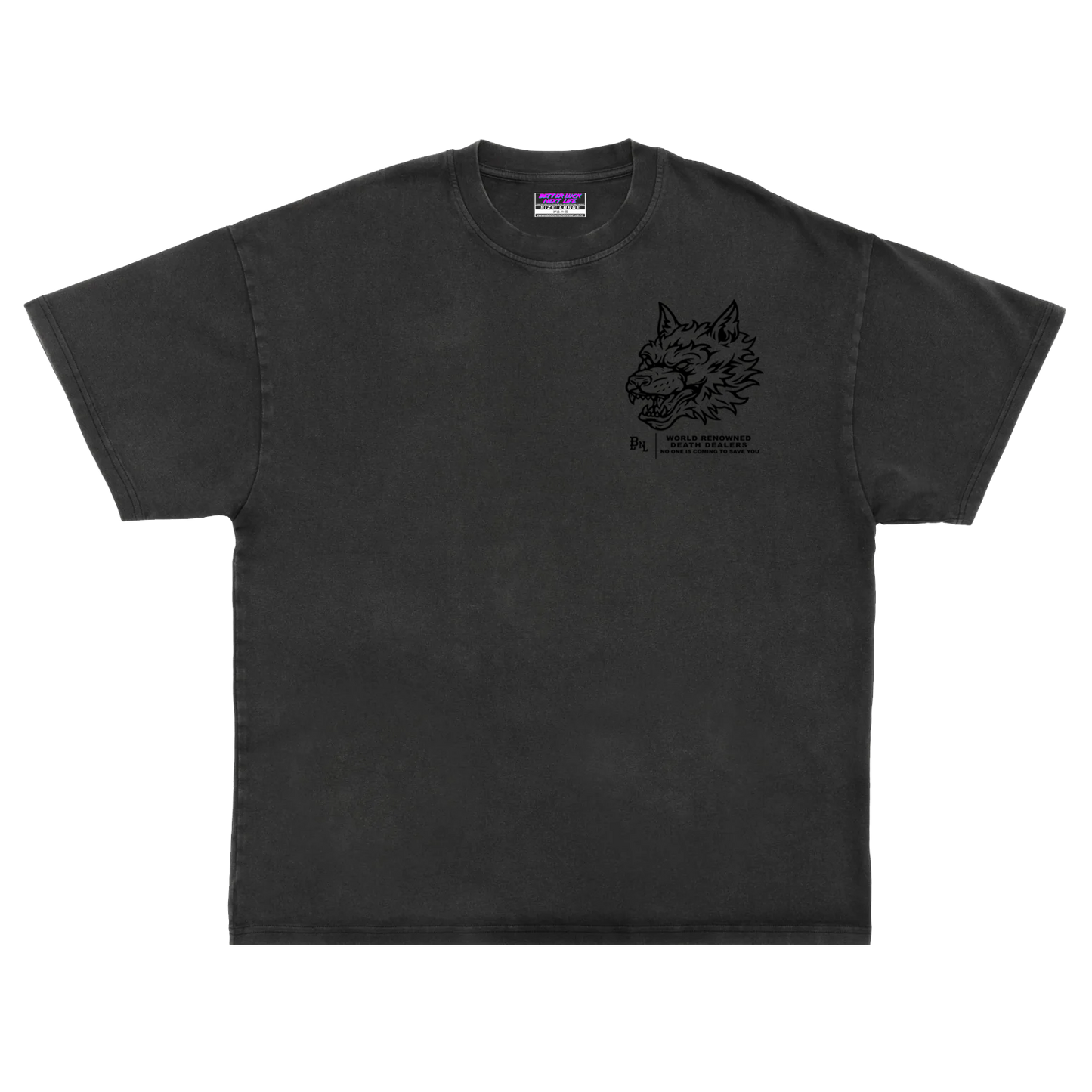 BETTER LUCK NEXT LIFE "DEATH DEALERS II" HEAVYWEIGHT OVERSIZED TEE (Acid Wash/Black)