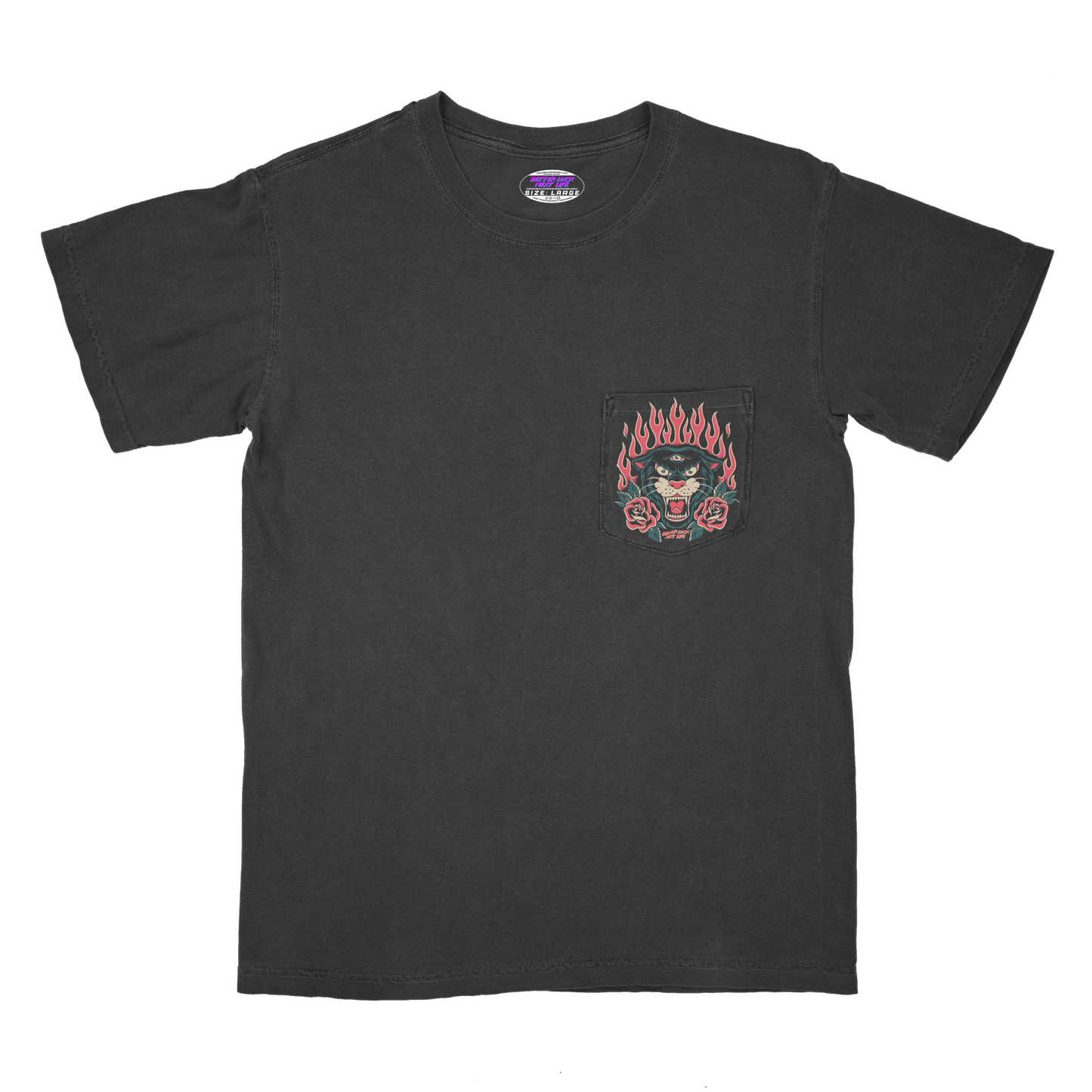 BETTER LUCK NEXT LIFE "THREE EYES" POCKET TEE (Black/Multi)