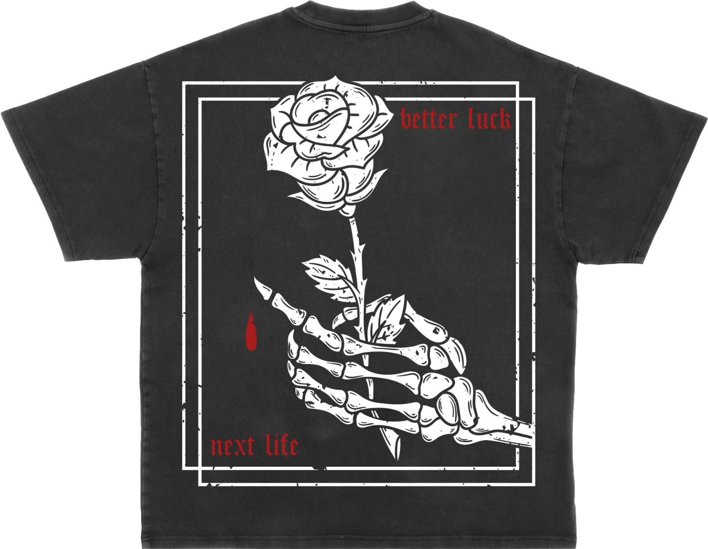 BETTER LUCK NEXT LIFE "BLOOD ROSE" OVERSIZED HEAVYWEIGHT TEE (Acid Wash/Multi)