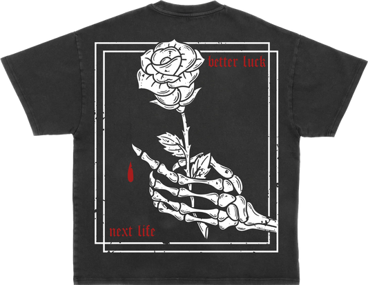 BETTER LUCK NEXT LIFE "BLOOD ROSE" OVERSIZED HEAVYWEIGHT TEE (Acid Wash/Multi)