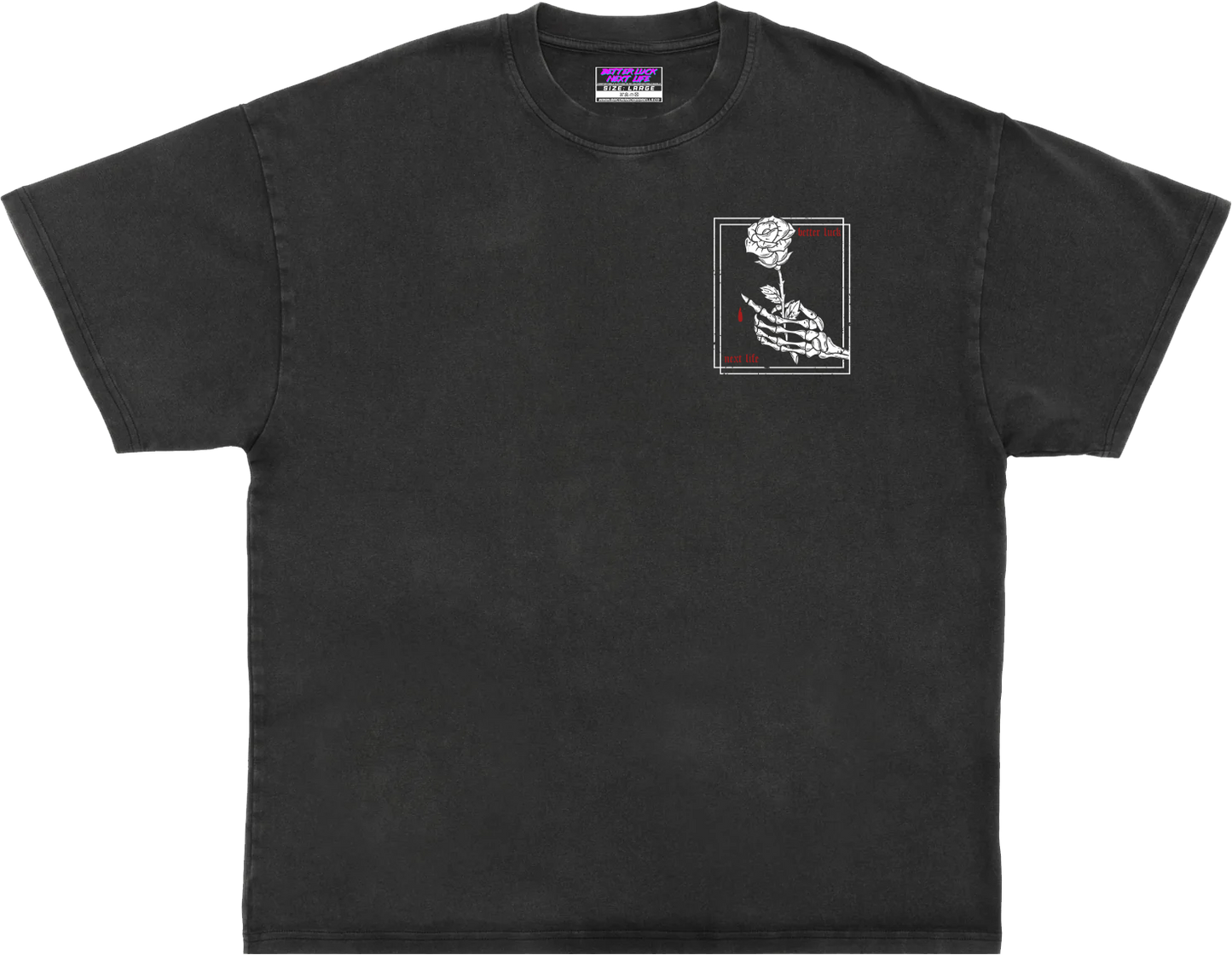 BETTER LUCK NEXT LIFE "BLOOD ROSE" OVERSIZED HEAVYWEIGHT TEE (Acid Wash/Multi)