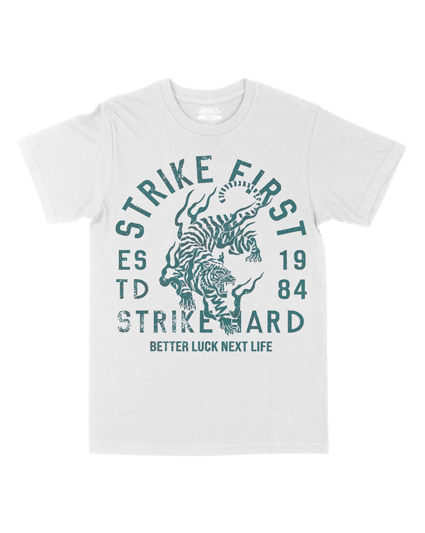 BETTER LUCK NEXT LIFE "STRIKE FIRST" REVERSE COLOURWAY (White/Teal)