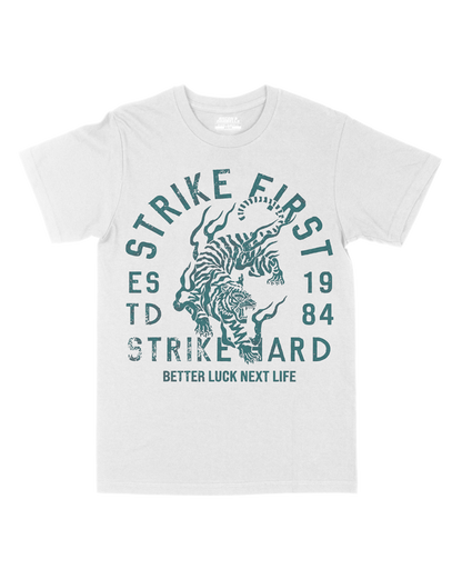 BETTER LUCK NEXT LIFE "STRIKE FIRST" REVERSE COLOURWAY (White/Teal)