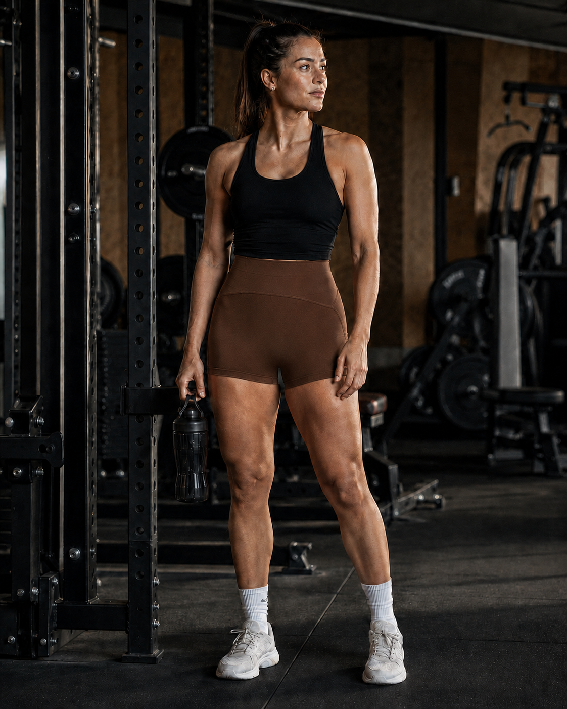 "B/B STAPLE" High Waisted Seamless Athletic Shorts (Multi/3M Reflective)