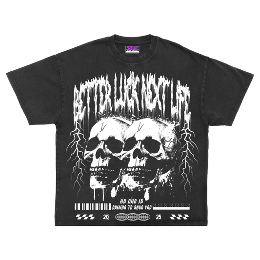 BETTER LUCK NEXT LIFE "TWIN SKULLS" HEAVYWEIGHT OVERSIZED TEE