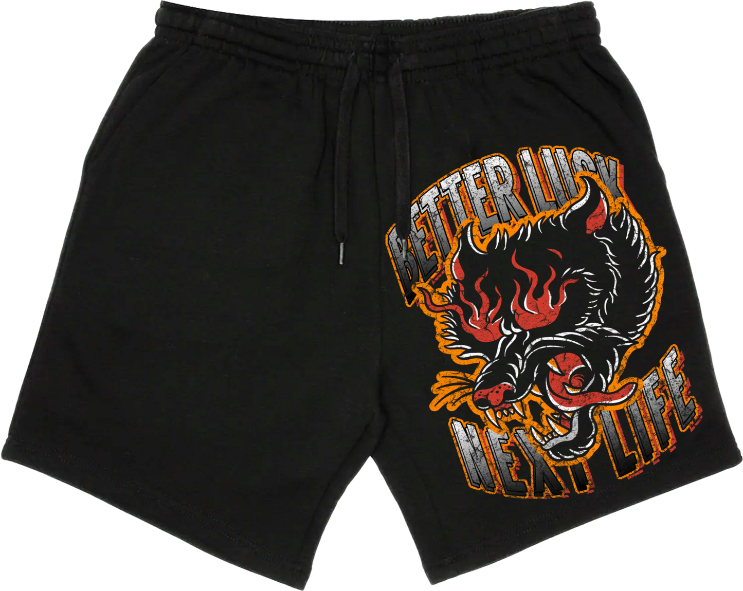 BETTER LUCK NEXT LIFE "SLOW BURN" COTTON SHORTS (Black/Multi)