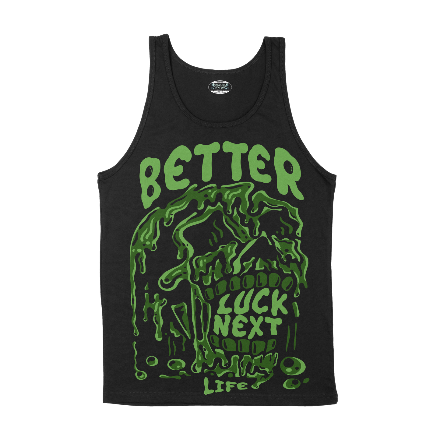BETTER LUCK NEXT LIFE "ACID HEAD" TANK TOP (Black/Slime)