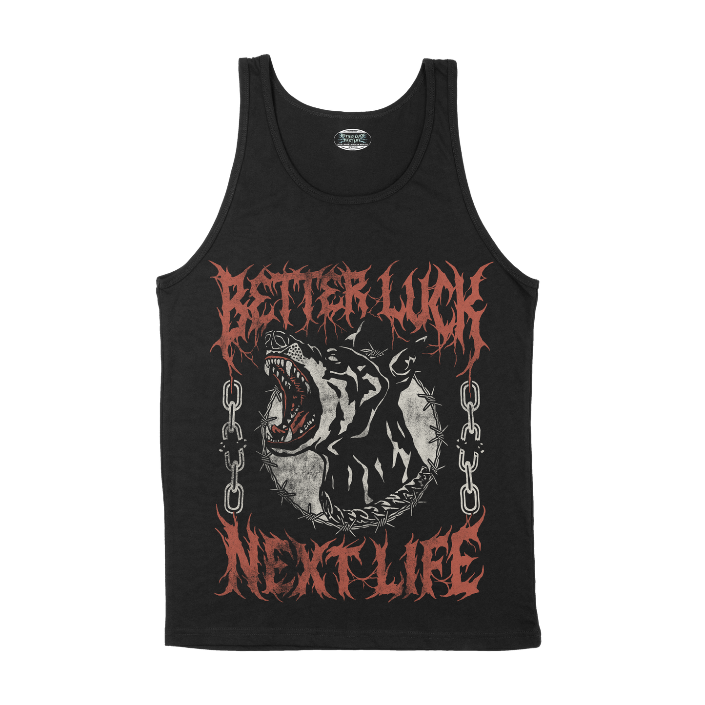 BETTER LUCK NEXT LIFE "UNCHAINED" TANK TOP (Black/Red/White)
