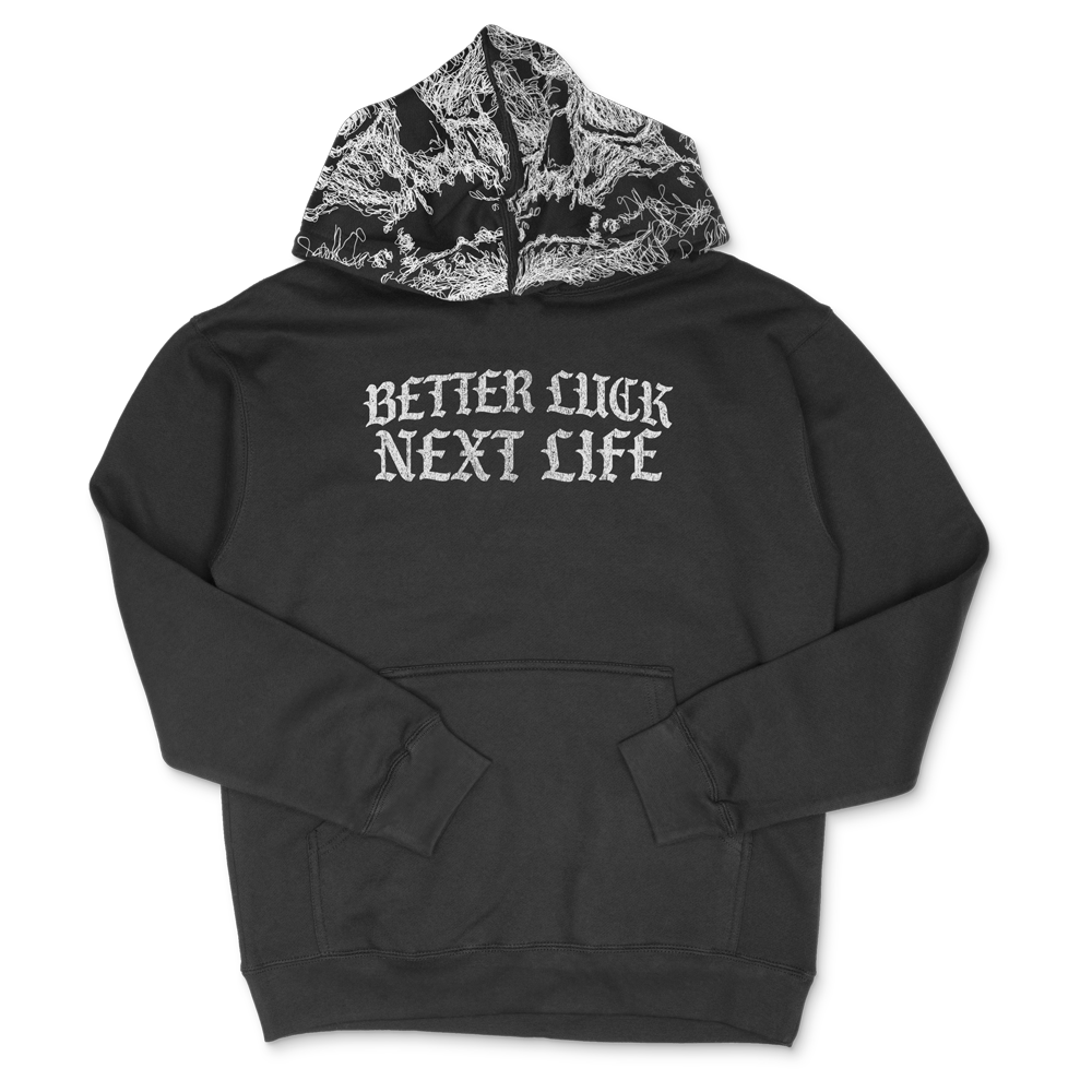 BETTER LUCK NEXT LIFE "TWIN SKULLS" RELAXED FIT HOODIE (Black/White)