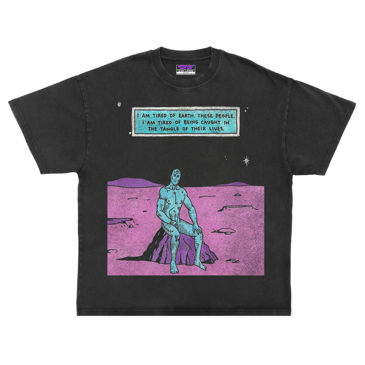 BETTER LUCK NEXT LIFE "CAUGHT IN THE TANGLE" HEAVYWEIGHT OVERSIZED TEE (Acid Wash/Multi)