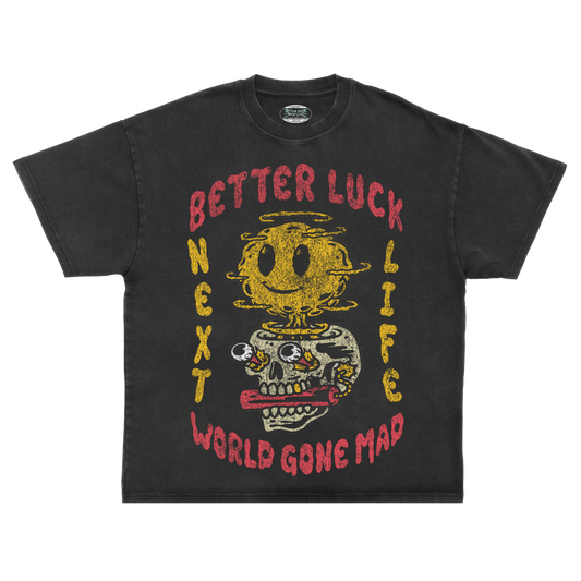 BETTER LUCK NEXT LIFE "WORLD GONE MAD" HEAVYWEIGHT OVERSIZED TEE (Acid Wash/Multi)