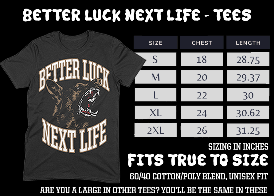 BETTER LUCK NEXT LIFE "MAYBE" ARCH Tee (Tan/Black)