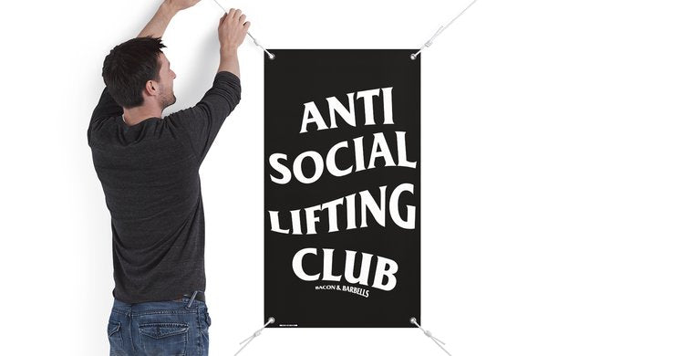 ANTI SOCIAL LIFTING CLUB GYM BANNER (Black/White)
